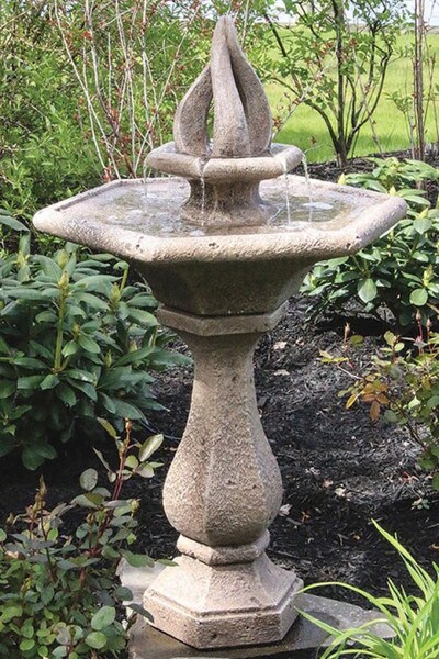 Chelsea Garden Glow Fountain with Light flame Sculptural Cement Unique